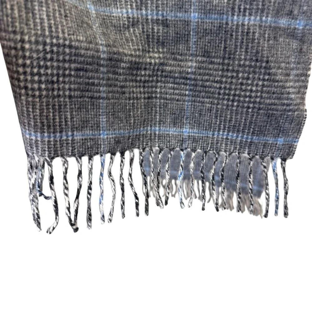 Gray Lambswool and Cashmere Checkered Scarf by The Field Scotland
